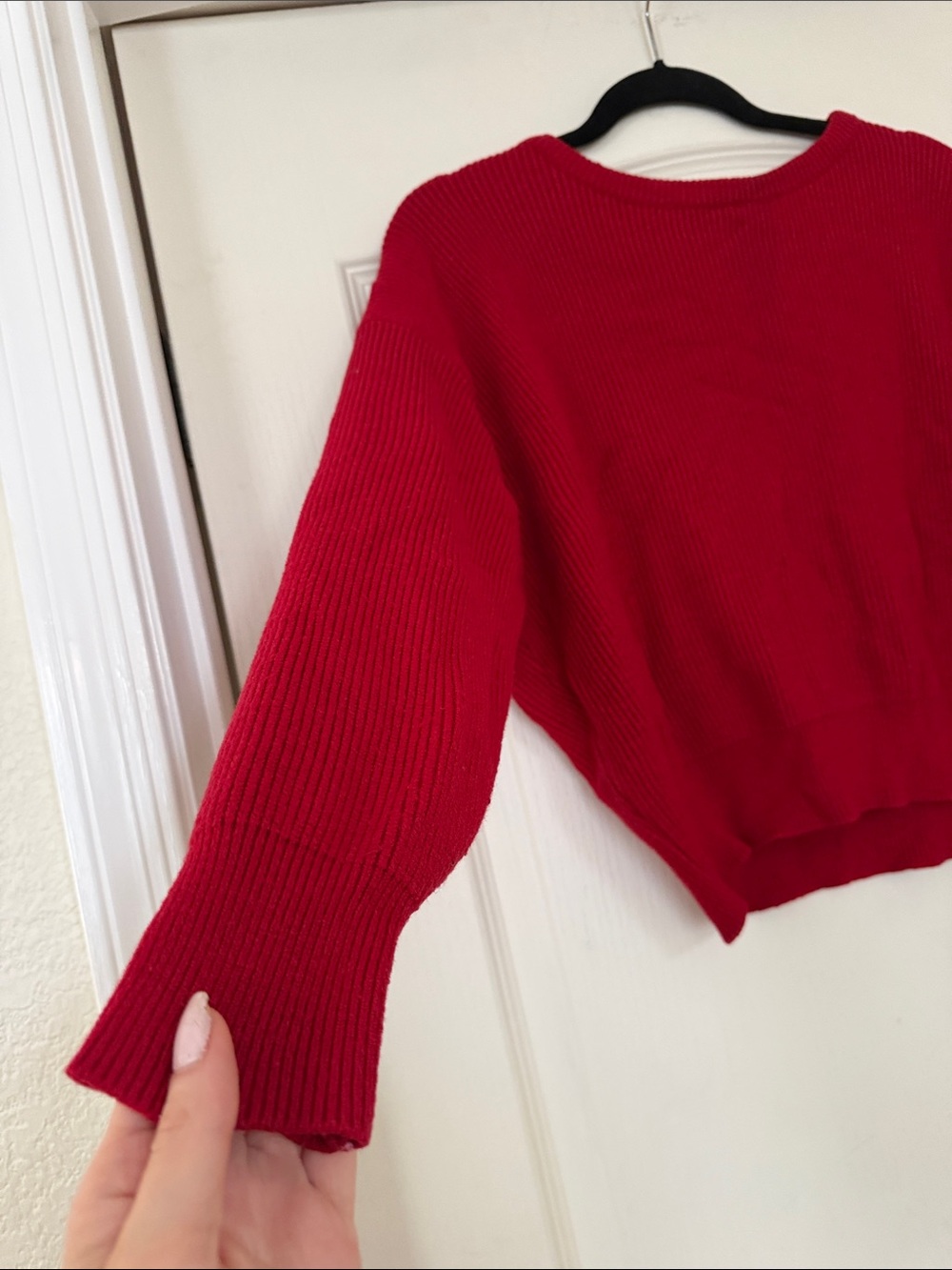 Zara Red Ribbed Crewneck Sweater - Picture 3 of 5